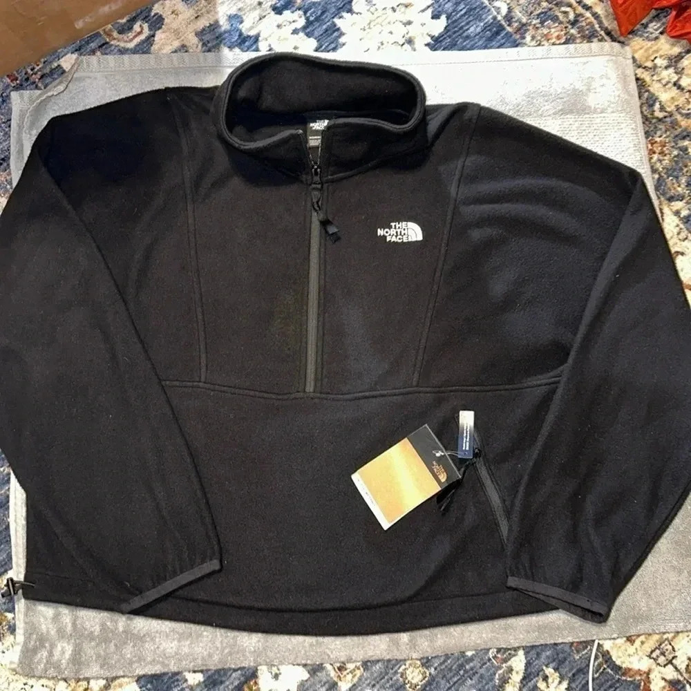 NWT NORTH FACE WOMENS BLACK 1/4 ZIP PULLOVER RELAXED FIT LG